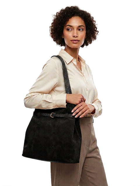 Women's Genuine Leather Handbag – Black – Made in Italy - Chiara Ferretti