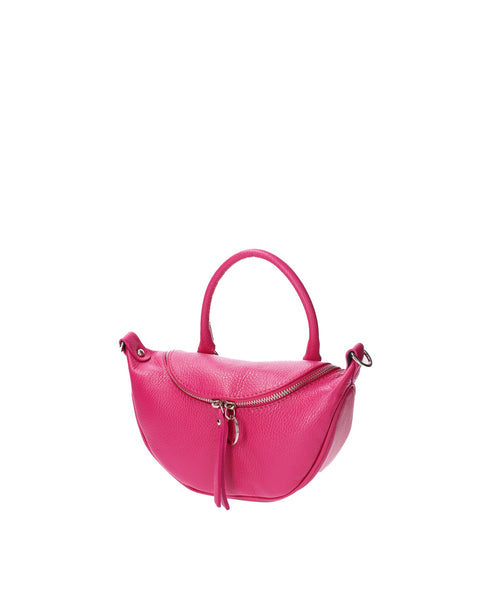 Genuine Leather Leather Top Handle Handbag Made in Italy – Fuchsia - Viola Castellani