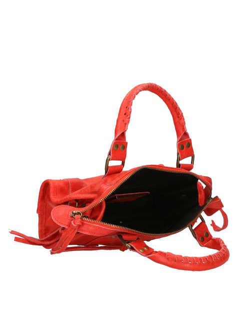 Women's Genuine Suede Leather Shoulder Bag – Red – Made in Italy - Gave Lux