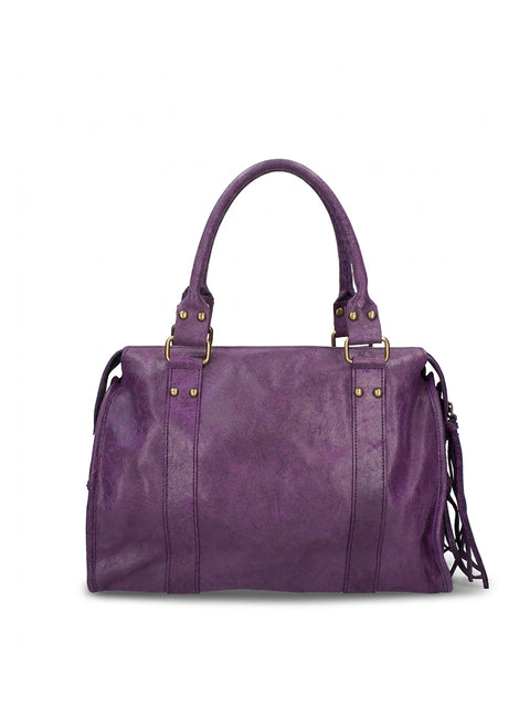 Women's Genuine Leather Handbag – Purple – Made in Italy - Chiara Ferretti