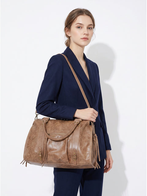 Women's Genuine Leather Shoulder Bag – Hazelnut – Made in Italy - Gave Lux