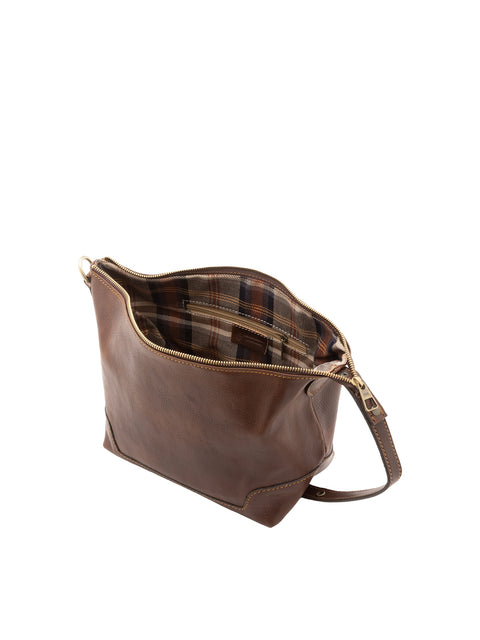Italian Leather Top Handle Bag - Dark Brown - Alessia Firenze