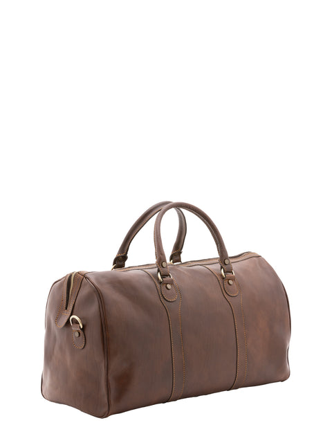 Extra Large Leather Travel Bag - Dark Brown - Alessia Firenze