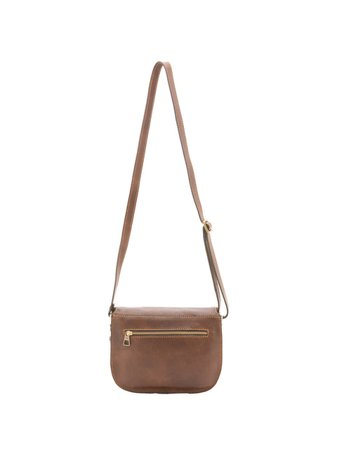 Women's Leather Crossbody Bag - Dark Brown - Alessia Firenze