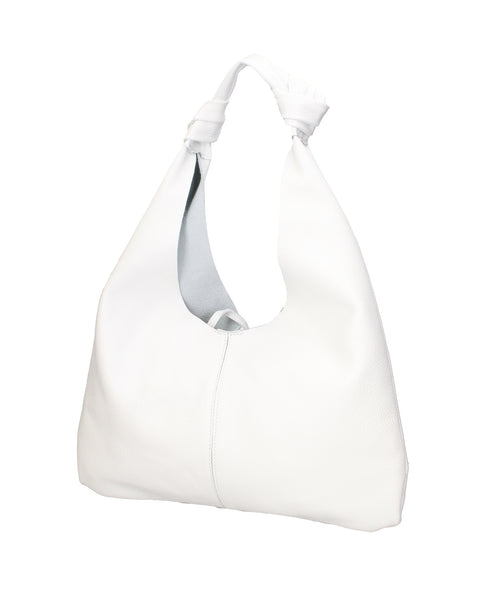White Genuine Leather Leather Shoulder Tote Bag Made in Italy – White - Viola Castellani