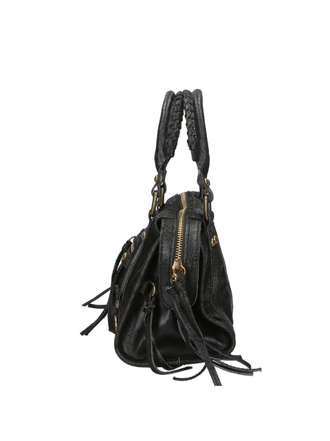 Women's Suede Leather Shoulder Bag with Removable Strap – Black – Made in Italy - Gave Lux