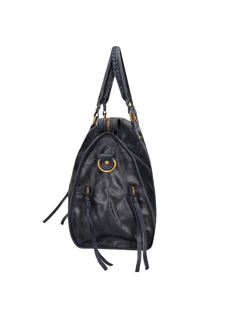 Women's Suede Leather Shoulder Bag with Removable Strap – Navy Blue – Made in Italy - Gave Lux