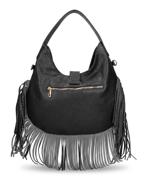 Women's Genuine Leather Handbag – Black Dollaro - Chiara Ferretti