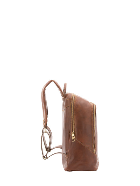 Large Genuine Leather Backpack - Brown - Alessia Firenze