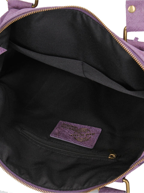 Women's Genuine Leather Handbag – Purple – Made in Italy - Chiara Ferretti