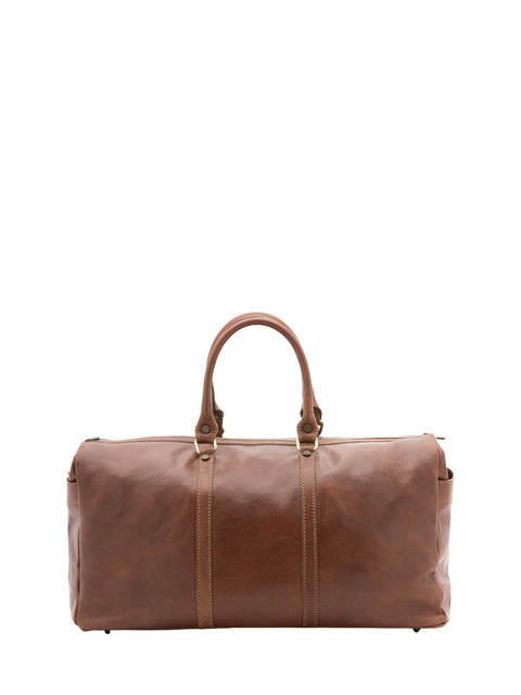 Italian Leather Travel Duffel Bag - Brown - Alessia Firenze