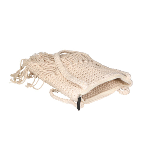 Women's Handwoven Cotton Fringe Shoulder Bag – Beige - Gave Lux