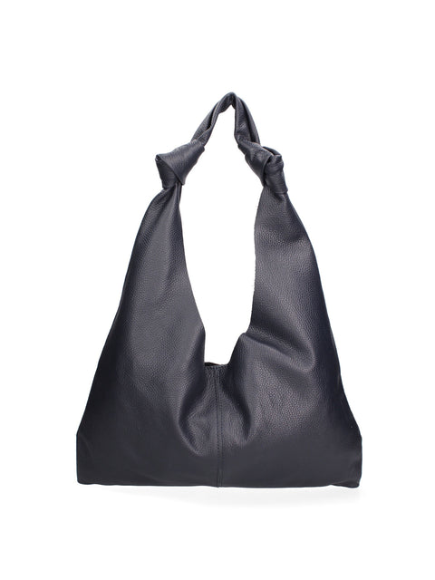 Blue Genuine Leather Leather Shoulder Tote Bag Made in Italy – Scuro - Viola Castellani