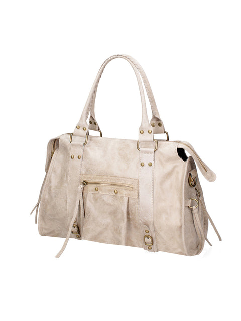Women's Suede Leather Shoulder Bag with Removable Strap – Taupe – Made in Italy - Gave Lux