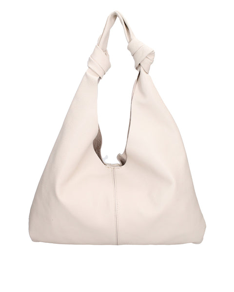 Genuine Leather Leather Shoulder Tote Bag Made in Italy – Latte - Viola Castellani