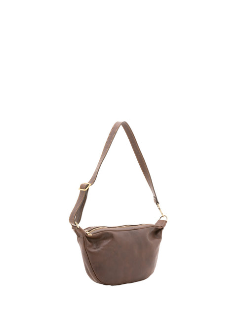Classic Leather Crossbody Bag - Dark Brown - Alessia Firenze