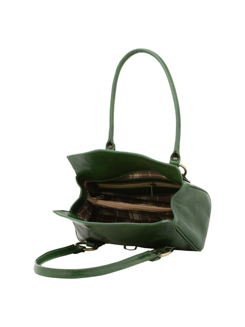 Women's Leather Doctor Bag with Double Zip Pockets – Green – Made in Italy - I Fratelli