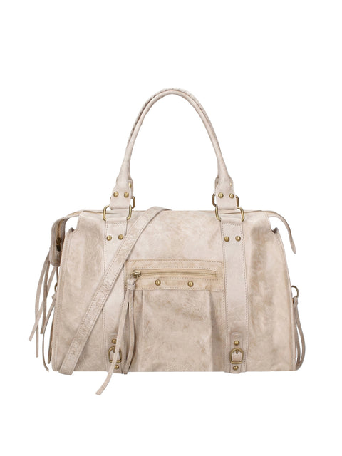 Women's Suede Leather Shoulder Bag with Removable Strap – Taupe – Made in Italy - Gave Lux