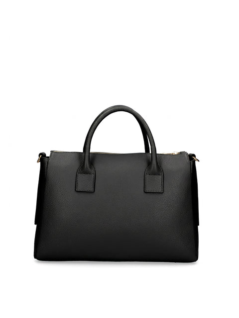 Women's Genuine Leather Handbag – Black D28 - Chiara Ferretti