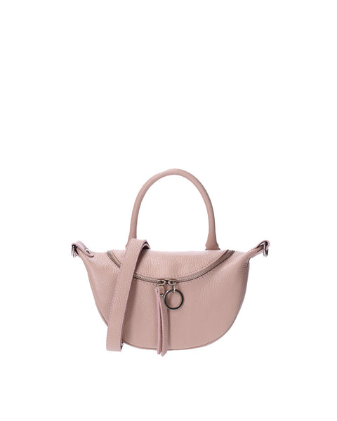 Genuine Leather Leather Top Handle Handbag Made in Italy – Blush Pink - Viola Castellani