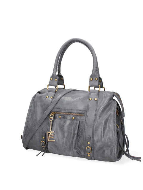 Women's Genuine Leather Handbag – Ash Grey – Made in Italy - Chiara Ferretti