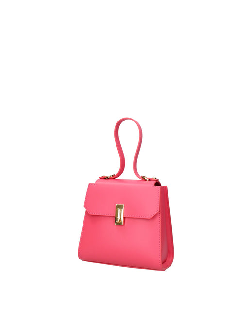 Genuine Leather Leather Top Handle Satchel Bag Made in Italy – Fuchsia - Viola Castellani