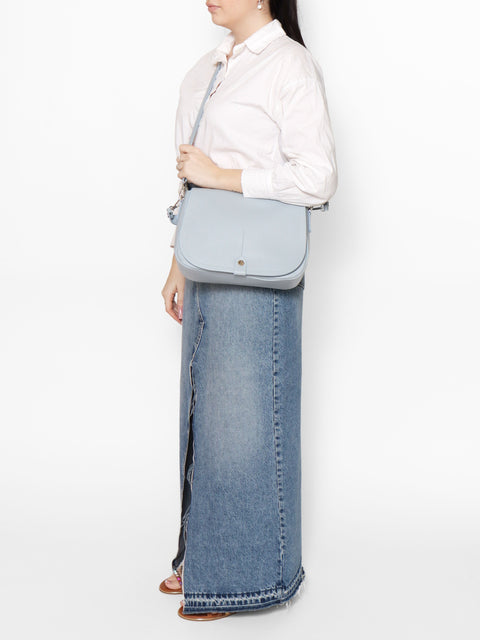 Celeste Genuine Leather Leather Shoulder Crossbody Bag Made in Italy – Sky Blue - Viola Castellani
