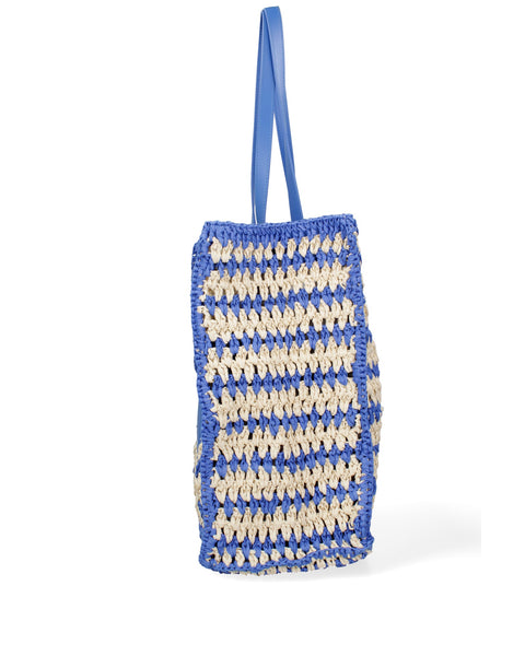 Blue Woven Straw Shoulder Bag Made in Italy – G88A - Viola Castellani