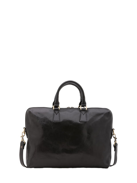 Men's Vacchetta Leather Business Briefcase – Black – Made in Italy - I Fratelli