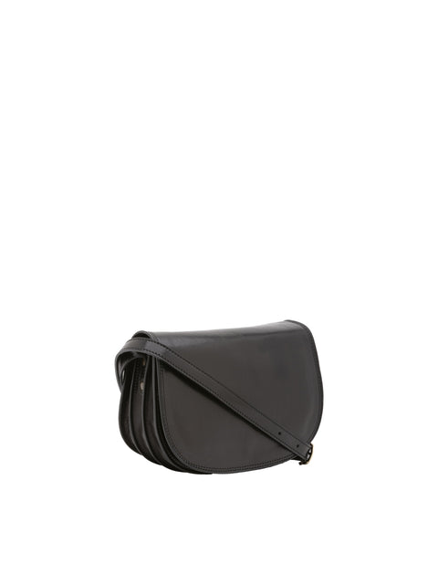 Women's Vacchetta Leather Triple Compartment Crossbody Bag – Black – Made in Italy - I Fratelli