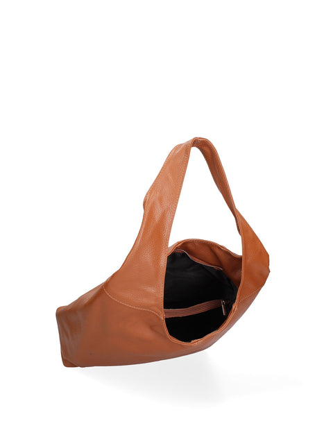 Women's Double Compartment Leather Hobo Shoulder Bag with Pouch – Dark Tan – Made in Italy - Gave Lux