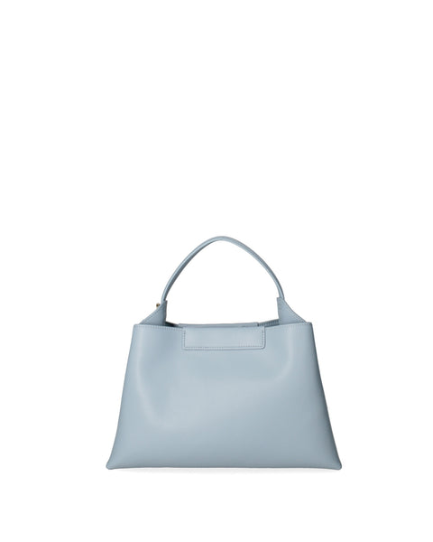 Regenerated Leather Top Handle Handbag Made in Italy – Sky Blue - Viola Castellani