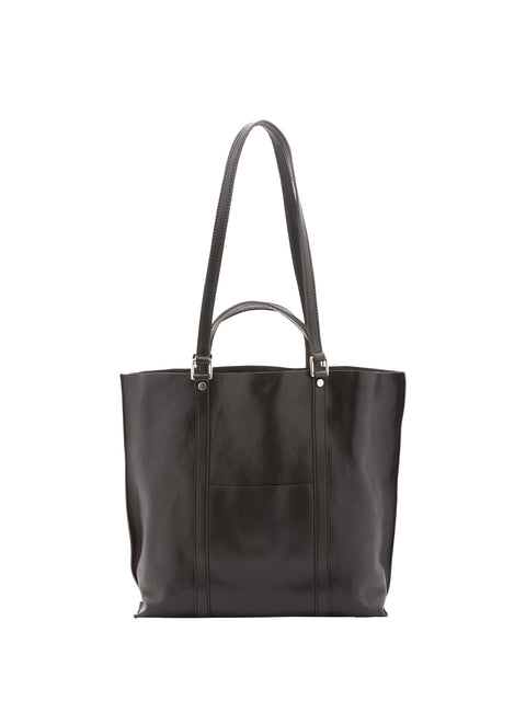 Genuine Leather Tote Shoulder Bag - Black - Alessia Firenze
