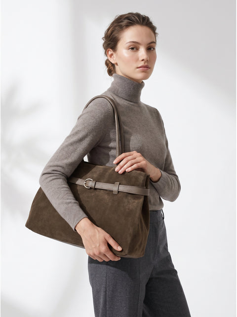 Women's Genuine Leather Handbag – Mocha – Made in Italy - Chiara Ferretti