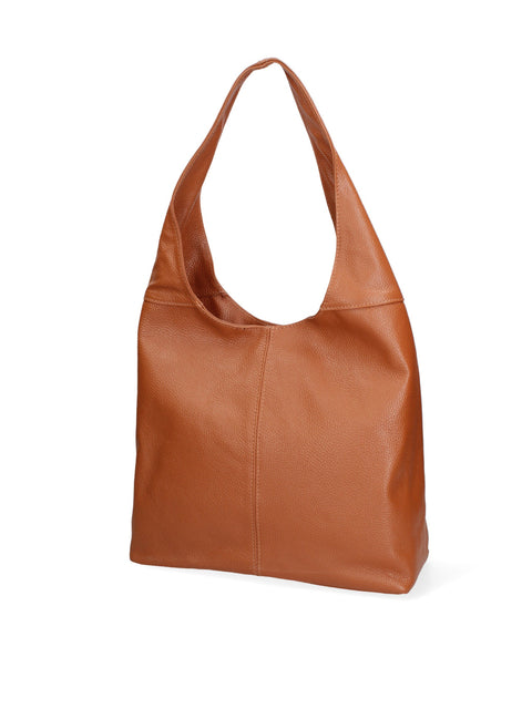 Women's Double Compartment Leather Hobo Shoulder Bag with Pouch – Dark Tan – Made in Italy - Gave Lux