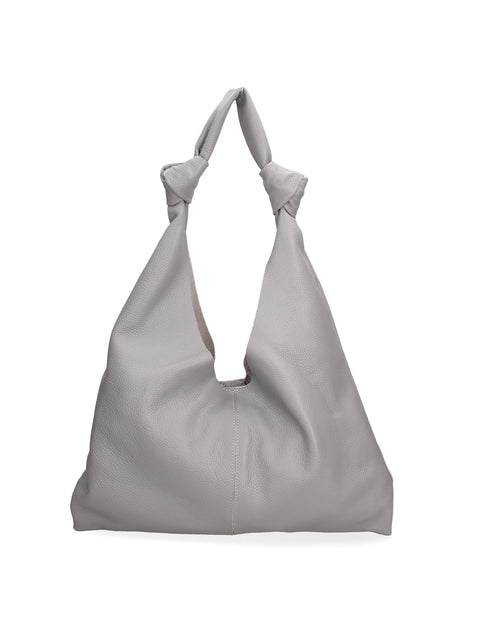 Grey Genuine Leather Leather Shoulder Tote Bag Made in Italy – Grey - Viola Castellani
