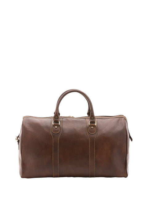 Extra Large Leather Travel Bag - Dark Brown - Alessia Firenze