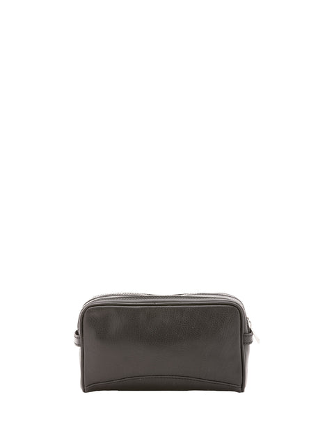 Slim Leather Zip Clutch Bag - Black - Alessia Firenze