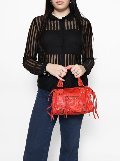 Women's Genuine Suede Leather Shoulder Bag – Red – Made in Italy - Gave Lux