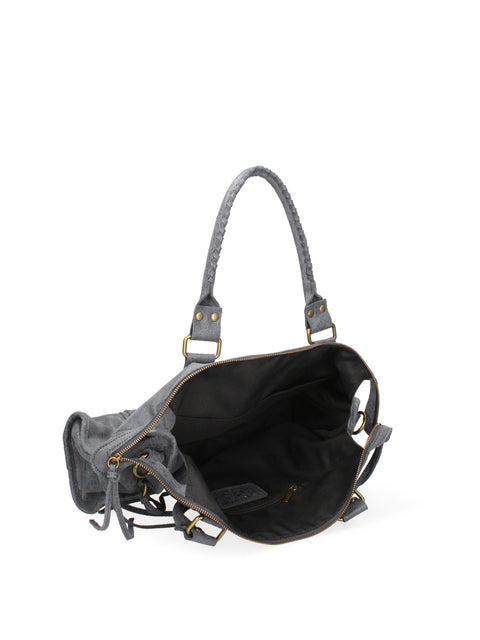 Women's Genuine Leather Handbag – Ash Grey – Made in Italy - Chiara Ferretti