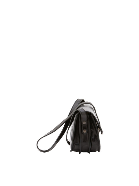 Women's Vacchetta Leather Triple Compartment Shoulder Bag – Black – Made in Italy - I Fratelli