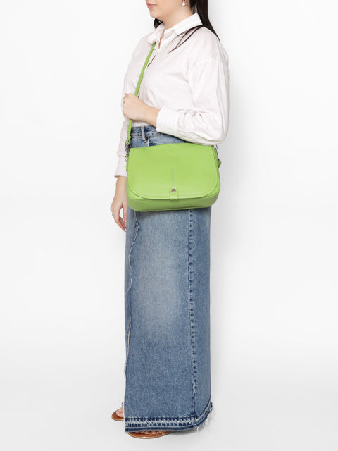 Green Genuine Leather Leather Shoulder Crossbody Bag Made in Italy – Green - Viola Castellani