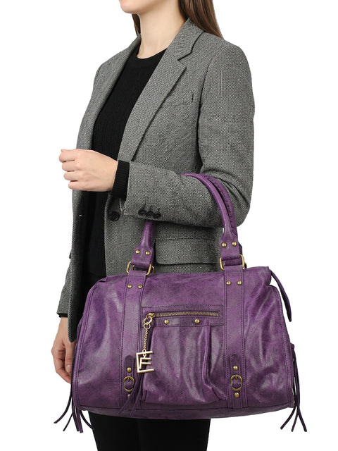 Women's Genuine Leather Handbag – Purple – Made in Italy - Chiara Ferretti