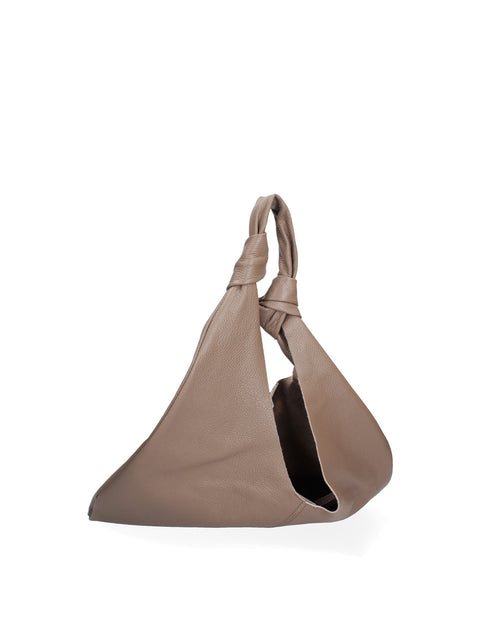 Taupe Genuine Leather Leather Shoulder Tote Bag Made in Italy – Taupe - Viola Castellani