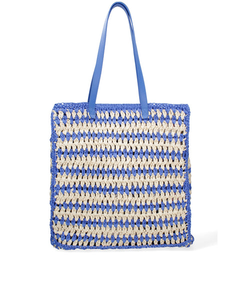 Blue Woven Straw Shoulder Bag Made in Italy – G88A - Viola Castellani