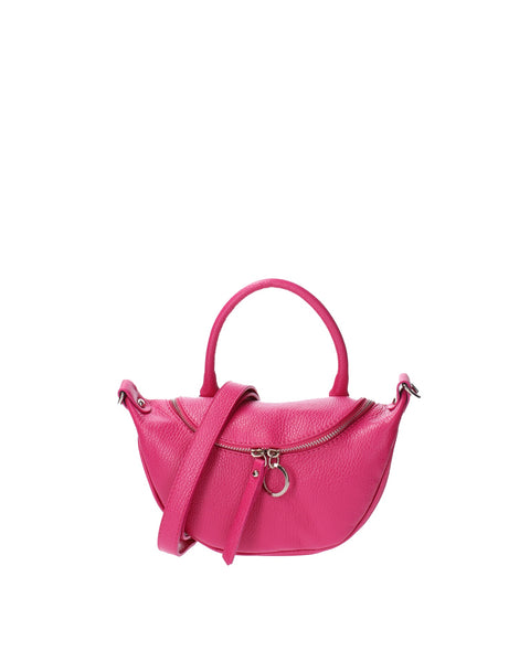 Genuine Leather Leather Top Handle Handbag Made in Italy – Fuchsia - Viola Castellani
