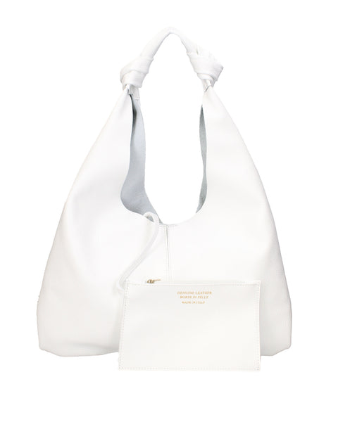 White Genuine Leather Leather Shoulder Tote Bag Made in Italy – White - Viola Castellani