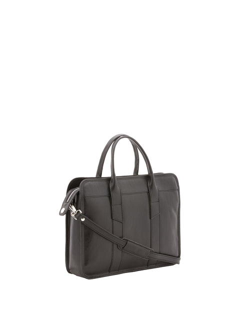 Classic Leather Tote Handbag - Black - Alessia Firenze