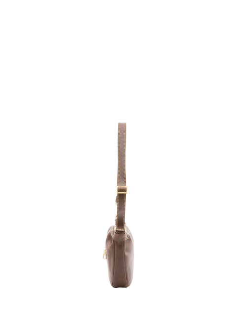 Classic Leather Crossbody Bag - Dark Brown - Alessia Firenze