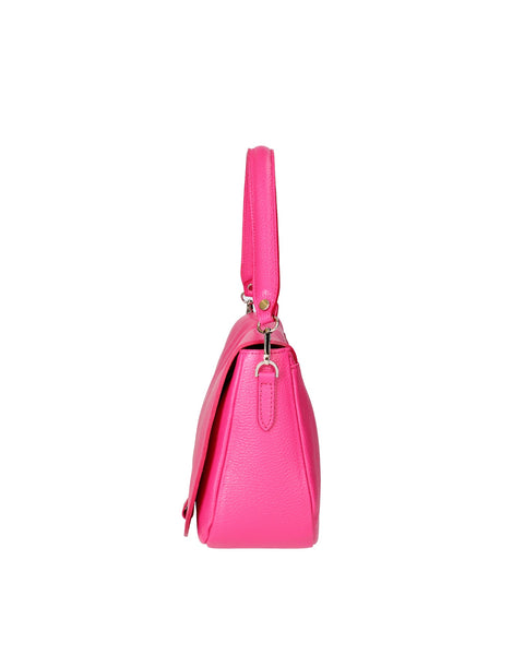 Genuine Leather Leather Shoulder Crossbody Bag Made in Italy – Fuchsia - Viola Castellani